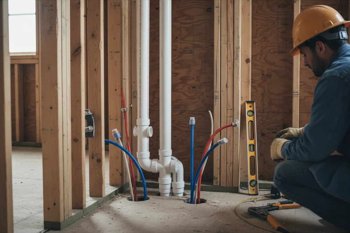 Drain and supply rough-in during Leak Detection in Newburgh